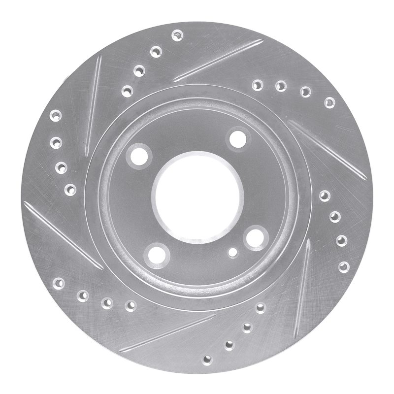Ford Fiesta Brake Rotor (1) - Front Right - R1 Concepts - Drilled & Slotted - Silver - `11-`19
